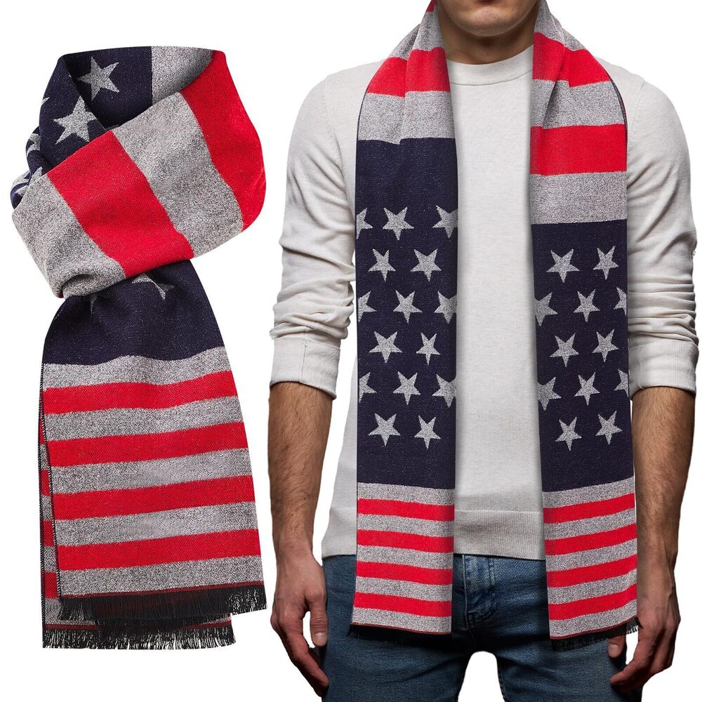 2213 1 Pcs Americana Flag Scarf and Stripes and Stars USA Flag Warm Soft